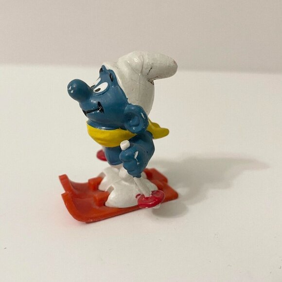 Vintage The Smurfs Skier Smurf Snow Skiing Ski Poles Toy Figurine - Picture 14 of 16
